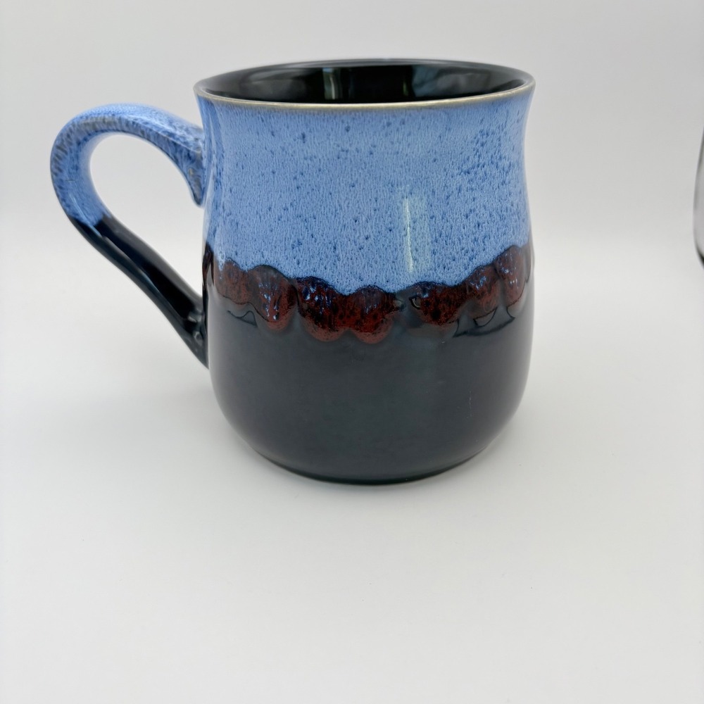 Boston Warehouse Trading Corp Blue Brown Drip Glaze Ombre Jumbo 26 oz Belly Mug